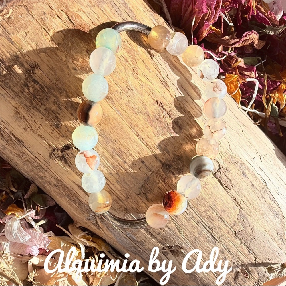 Dragon vein agate beaded handcrafted bracelet